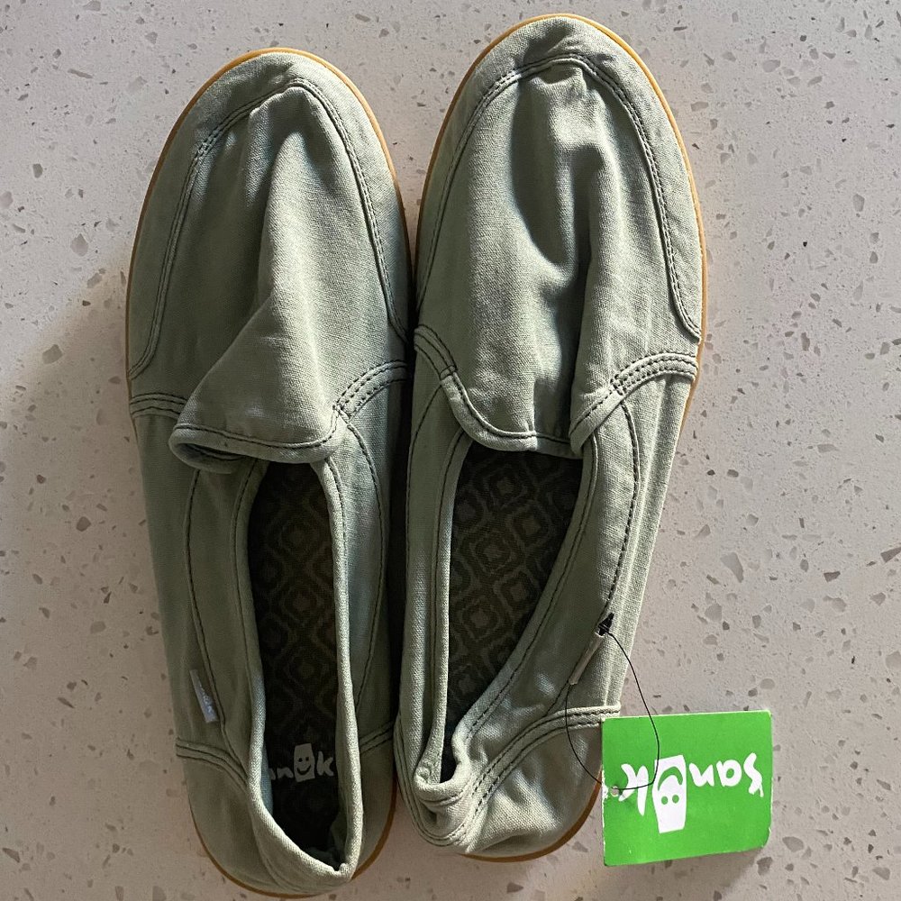 Sanuk Pair O Dice Slip-on Sneakers -- Olive -- US Women's Size 10